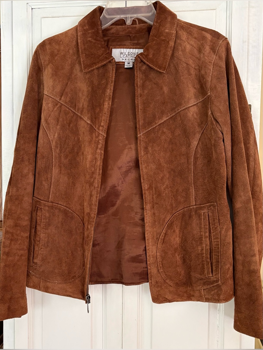 Wilsons Leather Brown Suede Zip-Front Women's Jacket Size Medium